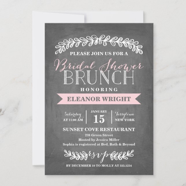 Invitation Fête de la mariée du brunch | de laurier (Devant)