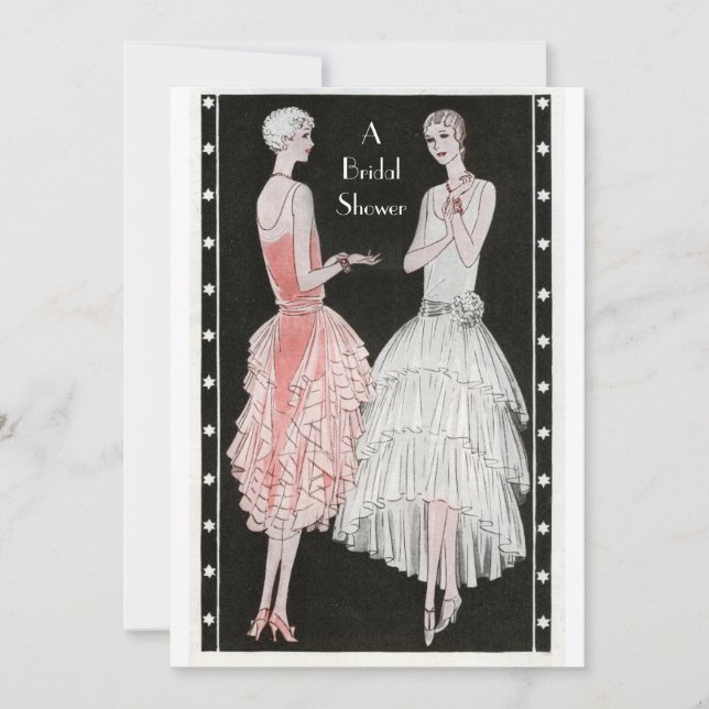 Invitation Fête de la mariée élégante d'ailerons des années (Devant)