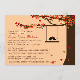 Invitation Fête de la mariée en baisse de chêne de coeurs