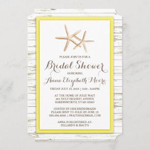 Invitation Fête de la mariée en bois de plage blanchie par