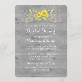 Invitation Fête de la mariée en bois grise florale