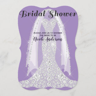 Invitation Fête de la mariée fascinante lilas pourpre de robe