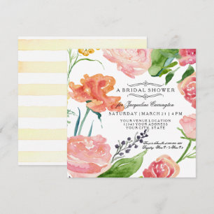 Invitation Fête de la mariée florale de fleur de rose moderne