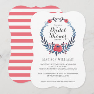 Invitation Fête de la mariée florale des roses rouges  