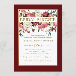 Invitation Fête de la mariée florale rose d'or et de