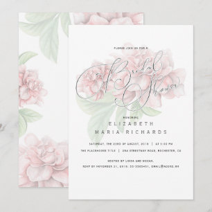 Invitation Fête de la mariée florale rose élégante de