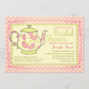 Invitation Fête de la mariée florale vintage élégante de thé