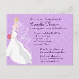 Invitation Fête de la mariée lilas blonde Flirty