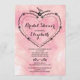 Invitation Fête de la mariée lunatique d'aquarelle de rose de