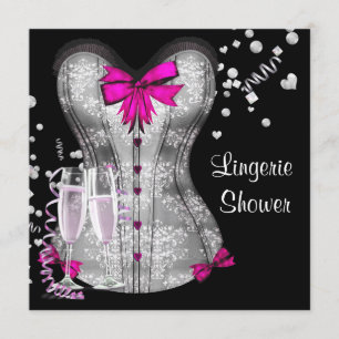 Invitation Fête de la mariée noire rose de lingerie de corset