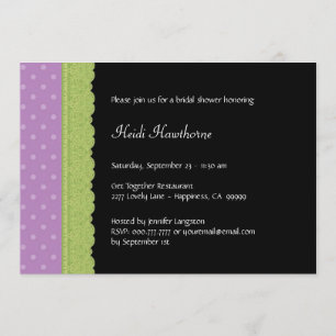 Invitation Fête de la mariée pourpre de dentelle de vert de