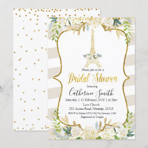 Invitation Fête de la mariée romantique blanche en pastel de