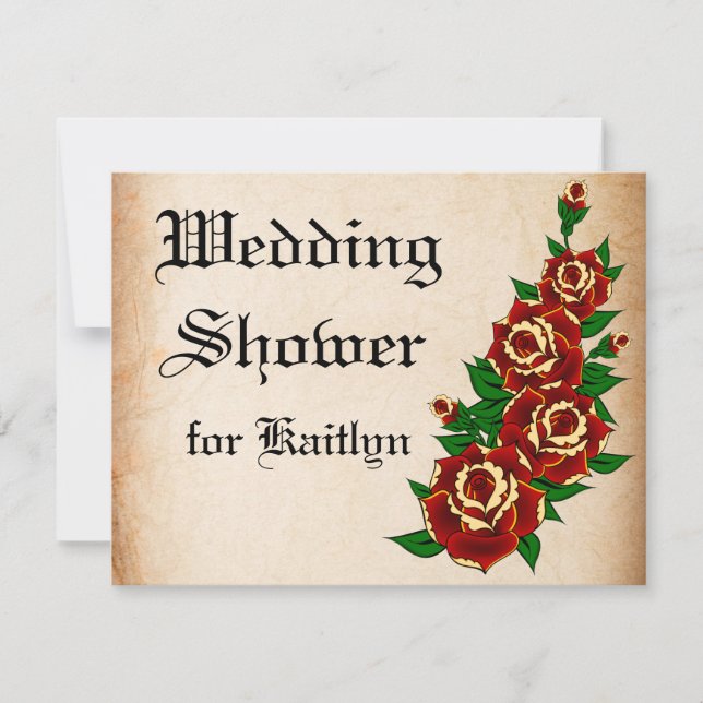 Invitation Fête de la mariée rose de tatouage (Devant)