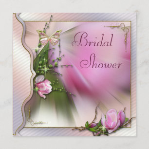 Invitation Fête de la mariée rose d'étincelle de papillon de