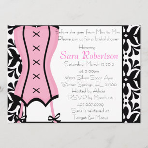 Invitation Fête de la mariée rose Inivitation de lingerie