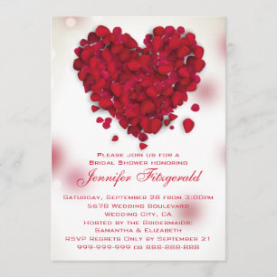 Invitation Fête de la mariée rouge de coeur d'amour de