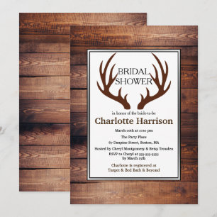Invitation Fête de la mariée rustique d'andouillers de cerfs