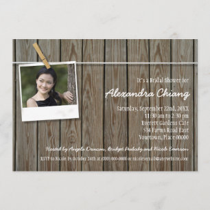 Invitation Fête de la mariée rustique de photo de corde à 