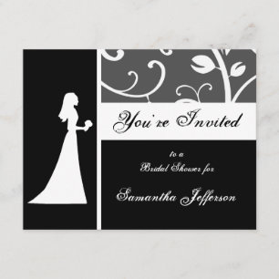 Invitation Fête de la mariée, vignes noires et blanches