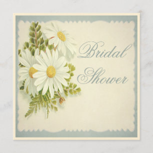 Invitation Fête de la mariée vintage chic de marguerites