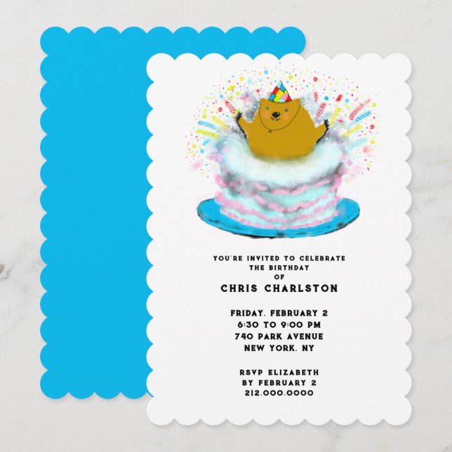 Invitation Fête de la marmotte Février Fête d'anniversaire (Devant / Derrière)