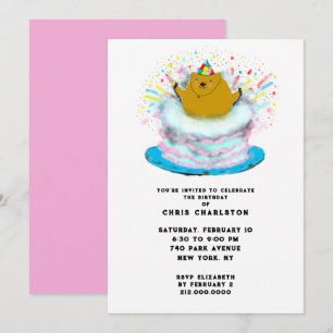 Invitation Fête de la marmotte Février Fête d'anniversaire