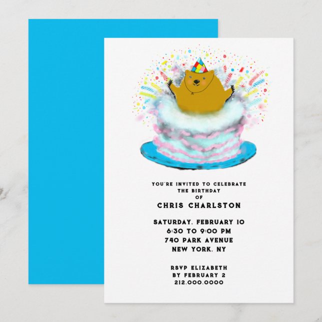 Invitation Fête de la marmotte Février Fête d'anniversaire (Devant / Derrière)
