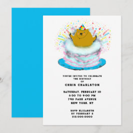 Invitation Fête de la marmotte Février Fête d'anniversaire