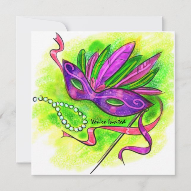 Invitation Fête de la mascarade du Nouvel An (Devant)