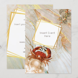 Invitation Fête de la mer marine en marbre rouge