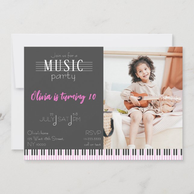 Invitation Fête de la musique couleur Anniversaire (Devant)