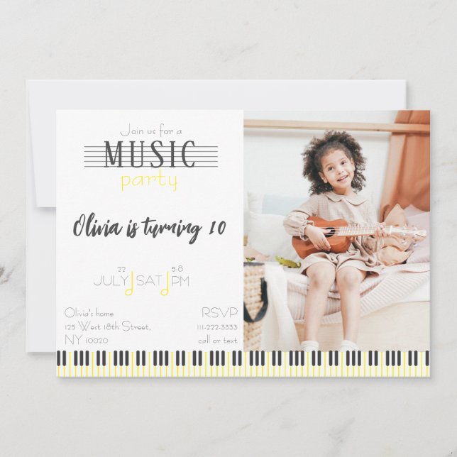 Invitation Fête de la musique couleur Anniversaire (Devant)