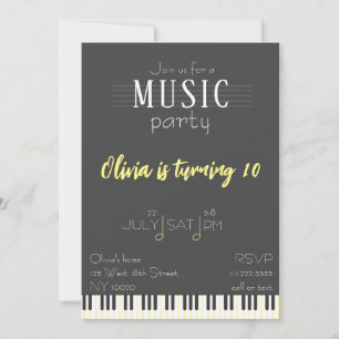 Invitation Fête de la musique couleur Anniversaire