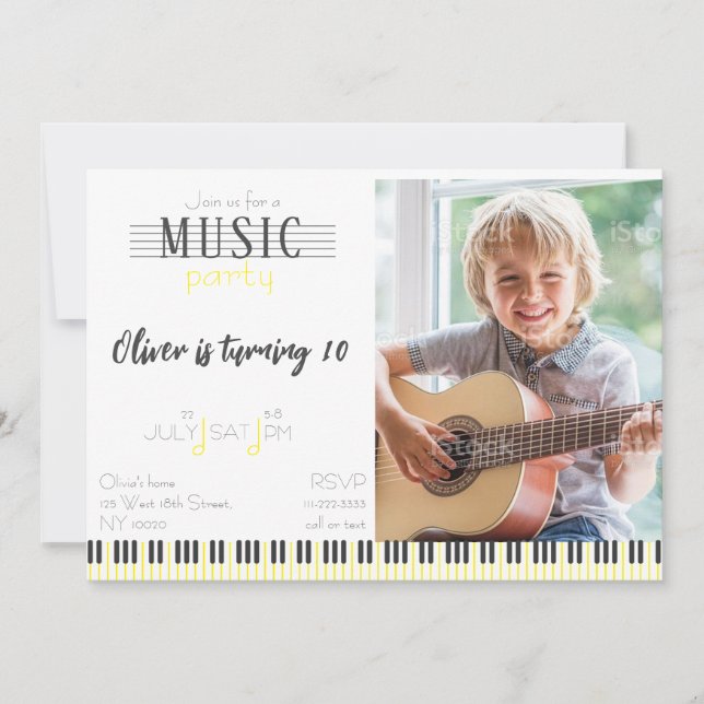 Invitation Fête de la musique couleur Anniversaire (Devant)