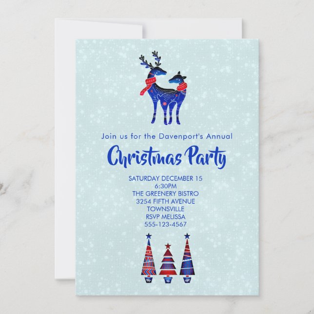 Invitation Fête de la paire nordique de rennes de Noël (Devant)