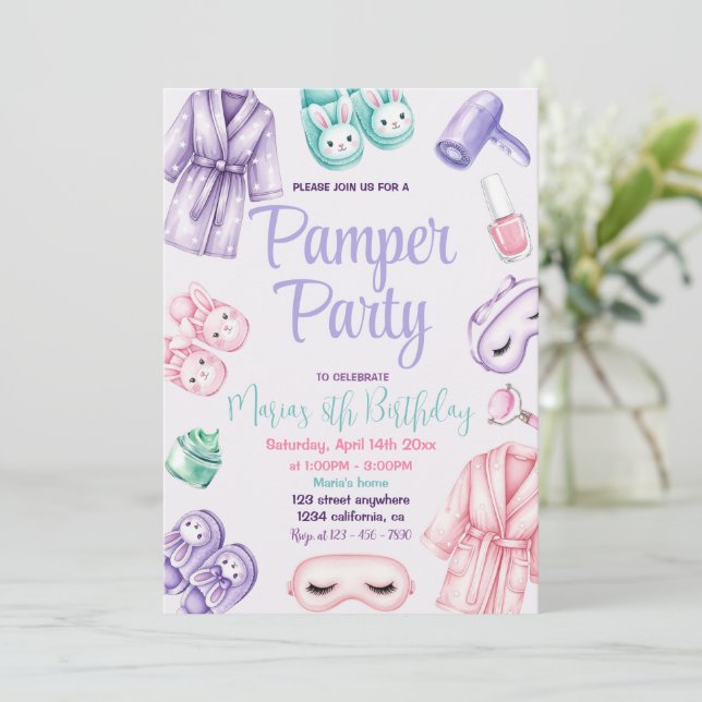 Invitation Fête de la Pamper Fête du Glam Filles Fête Spa Ann (Debout devant)