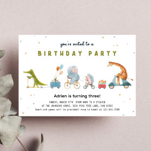Invitation Fête de la Parade des animaux mignons Anniversaire