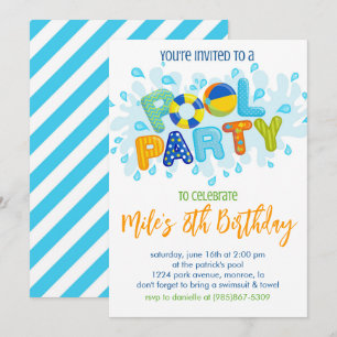 Invitation Fête de la piscine d'anniversaire