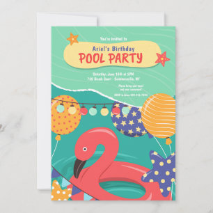 Invitation Fête de la piscine d'anniversaire
