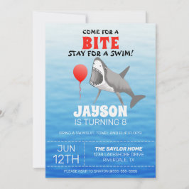 Invitation Fête de la piscine d'anniversaire de requins