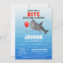 Invitation Fête de la piscine d'anniversaire de requins