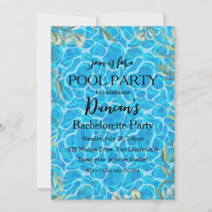 Invitation fête de la piscine de bachelorts tropicaux