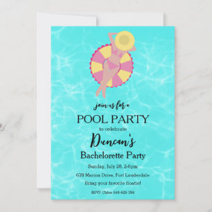 Invitation fête de la piscine de bachelorts tropicaux