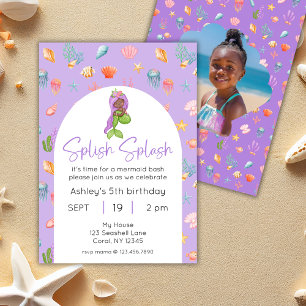 Invitation Fête de la piscine de sirène Anniversaire Photo