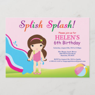 Invitation Fête de la piscine de toboggan aquatique Anniversa
