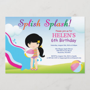 Invitation Fête de la piscine de toboggan aquatique Anniversa