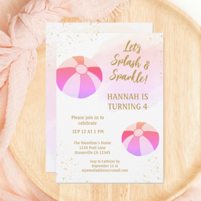 Invitation Fête de la piscine d'eau vive et étincelante (Créateur téléchargé)