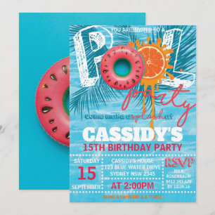 Invitation Fête de la piscine d'été