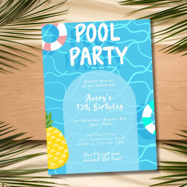 Invitation Fête de la piscine d'été (Créateur téléchargé)