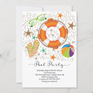 Invitation Fête de la piscine d'été moderne